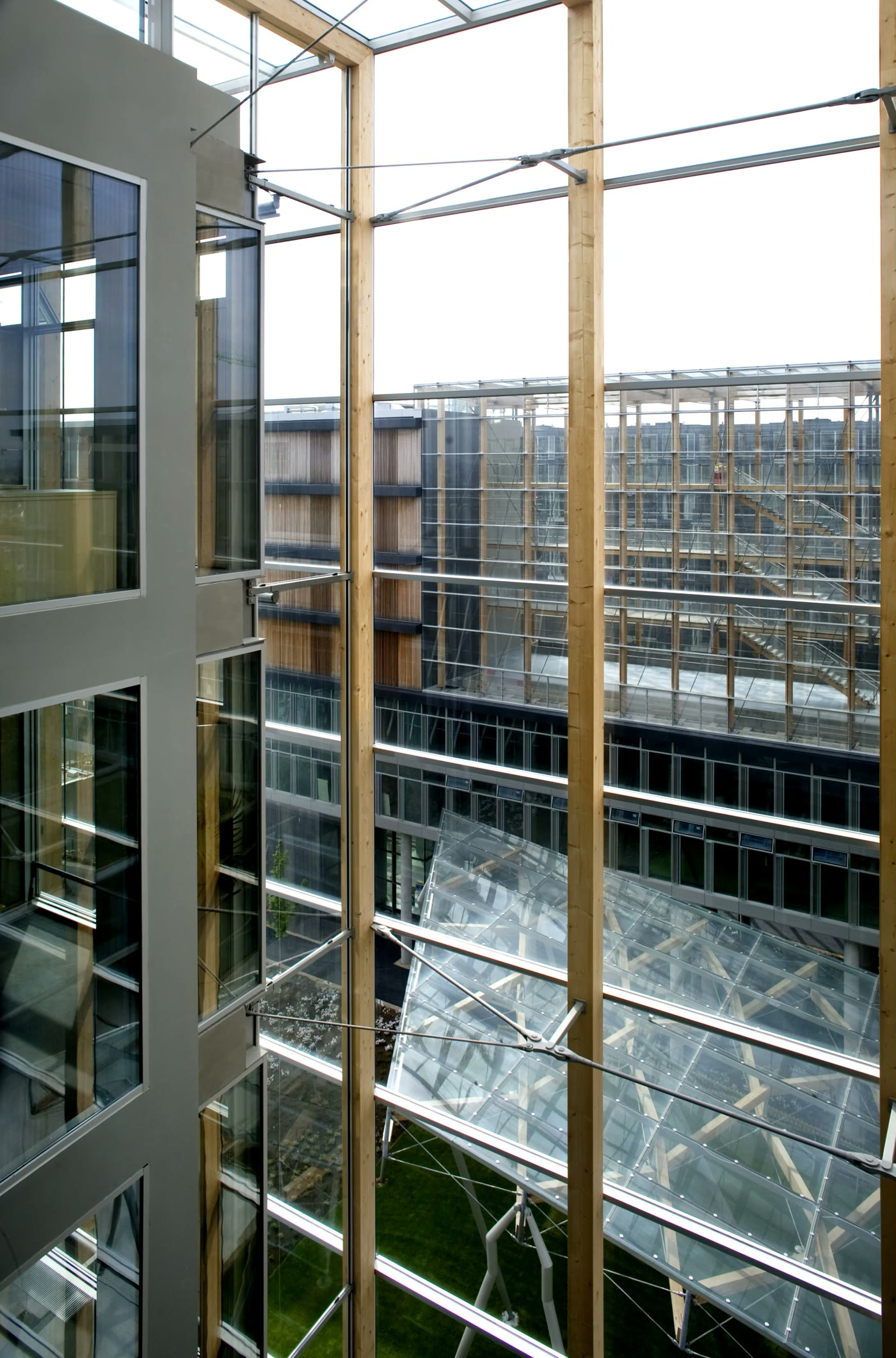 Inside one of the timber-framed atria